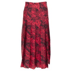 GUCCI 2018 Michele schwarz rot 100% Seide Tigerdruck plissierter Midirock IT38 XS