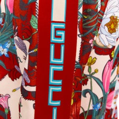 GUCCI 2018 Michele Bloom Nature Print red bow embroidery zip hoodie S