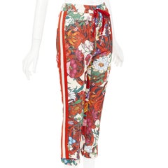 GUCCI 2018 red multicolor Flora Tiger logo web tape trackpants XS