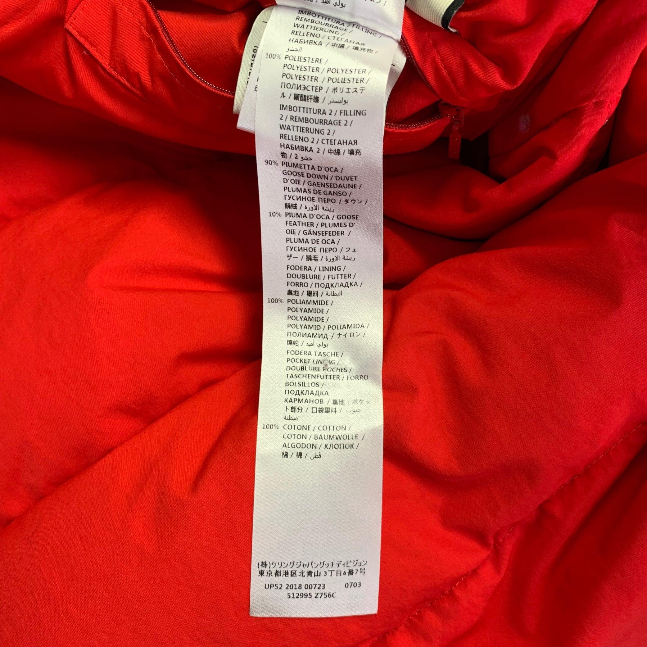 GUCCI 2018 Talla 36 Azul Rojo Poliamida Chaquetón con capucha de pluma de ganso en venta 7