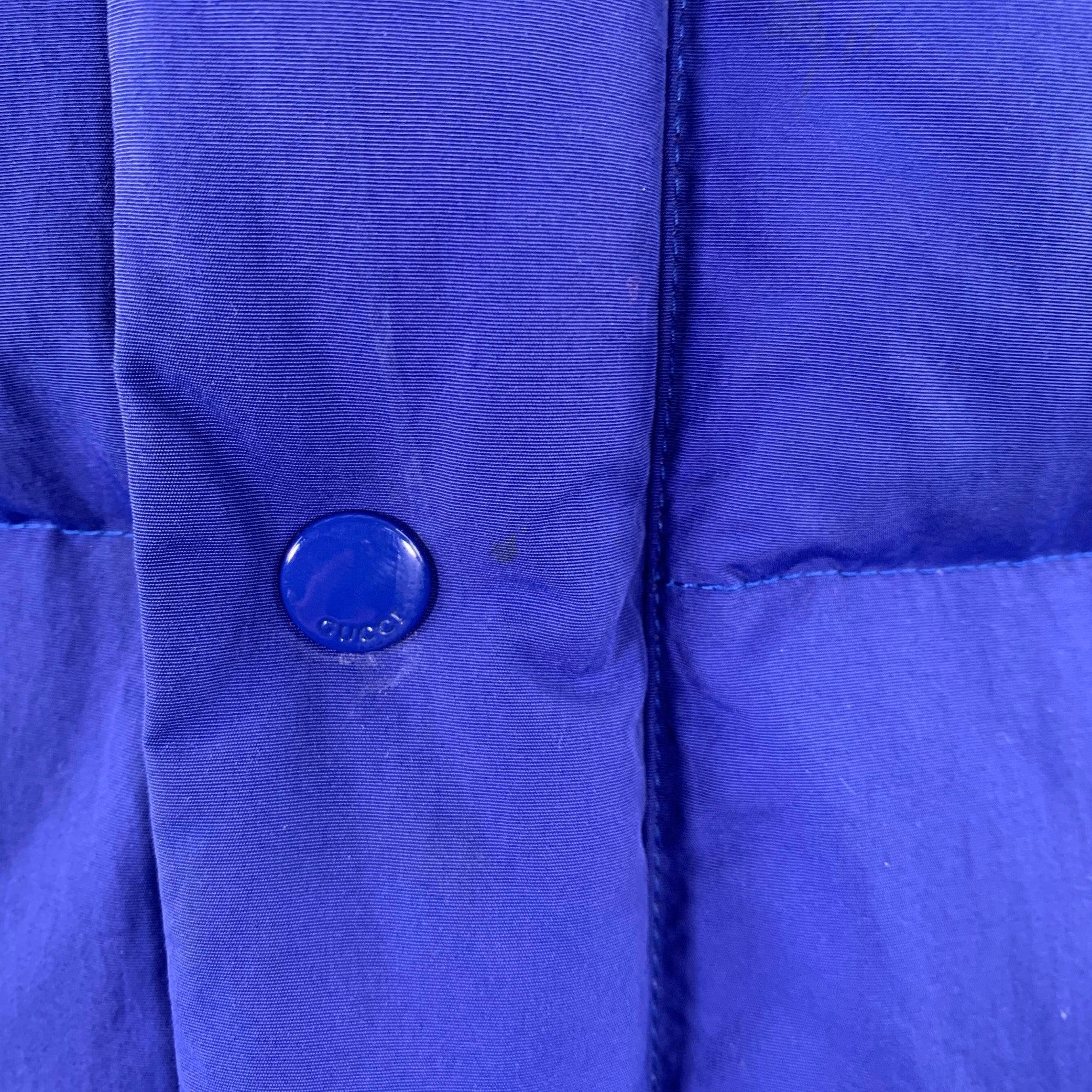 GUCCI 2018 Talla 36 Azul Rojo Poliamida Chaquetón con capucha de pluma de ganso en venta 2