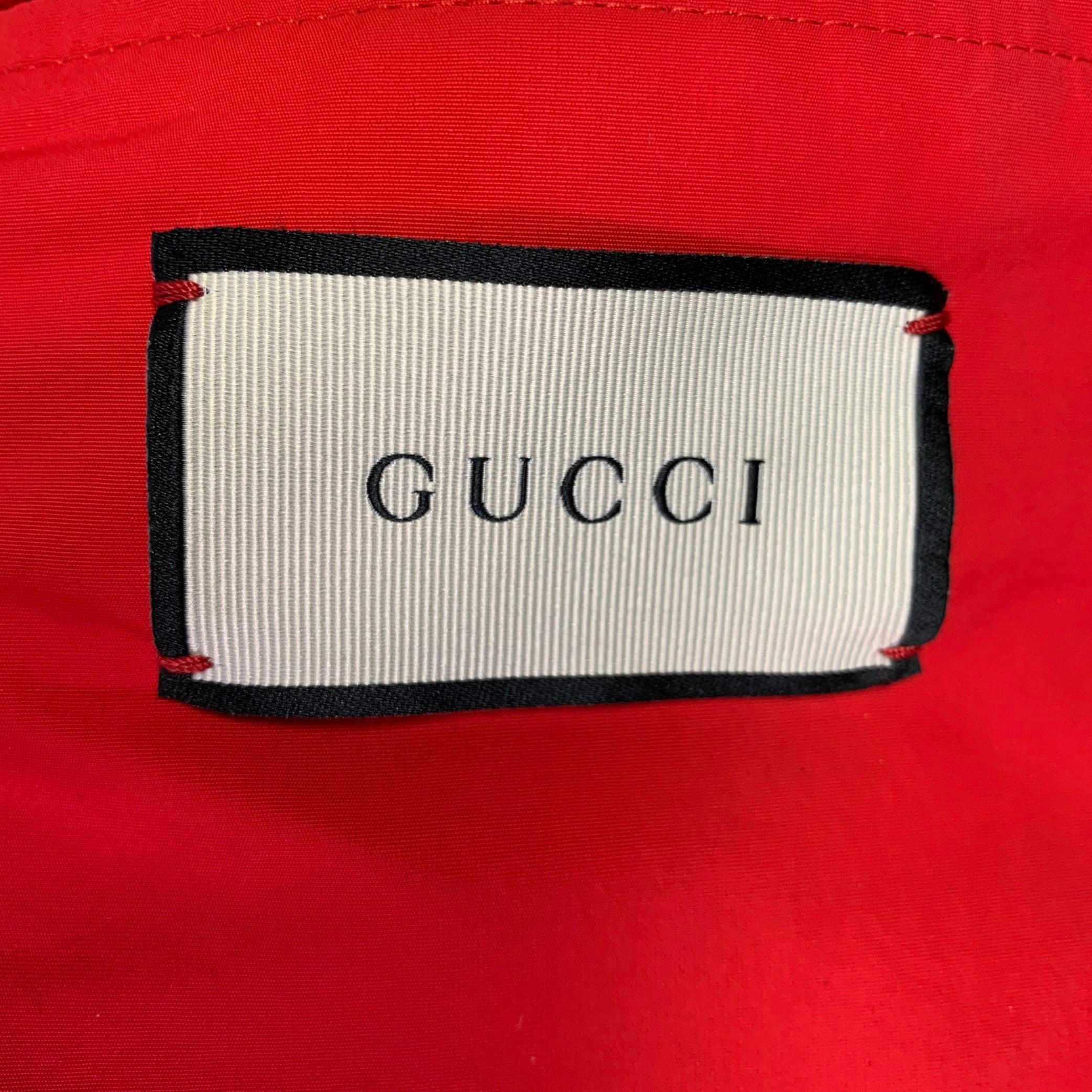 GUCCI 2018 Talla 36 Azul Rojo Poliamida Chaquetón con capucha de pluma de ganso en venta 4