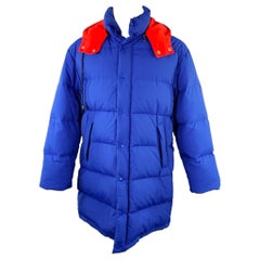 GUCCI 2018 Größe 36 Blau Rot Polyamide Puffer Gänseblümchen Daunenmantel mit Kapuze
