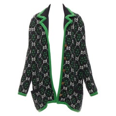 Gucci 2018 bianco nero GG monogram lana alpaca verde cappotto maglia S