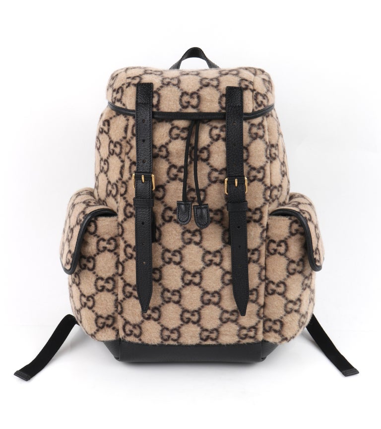 Gucci Black/Grey GG Supreme And Leather Tiger Backpack at 1stDibs