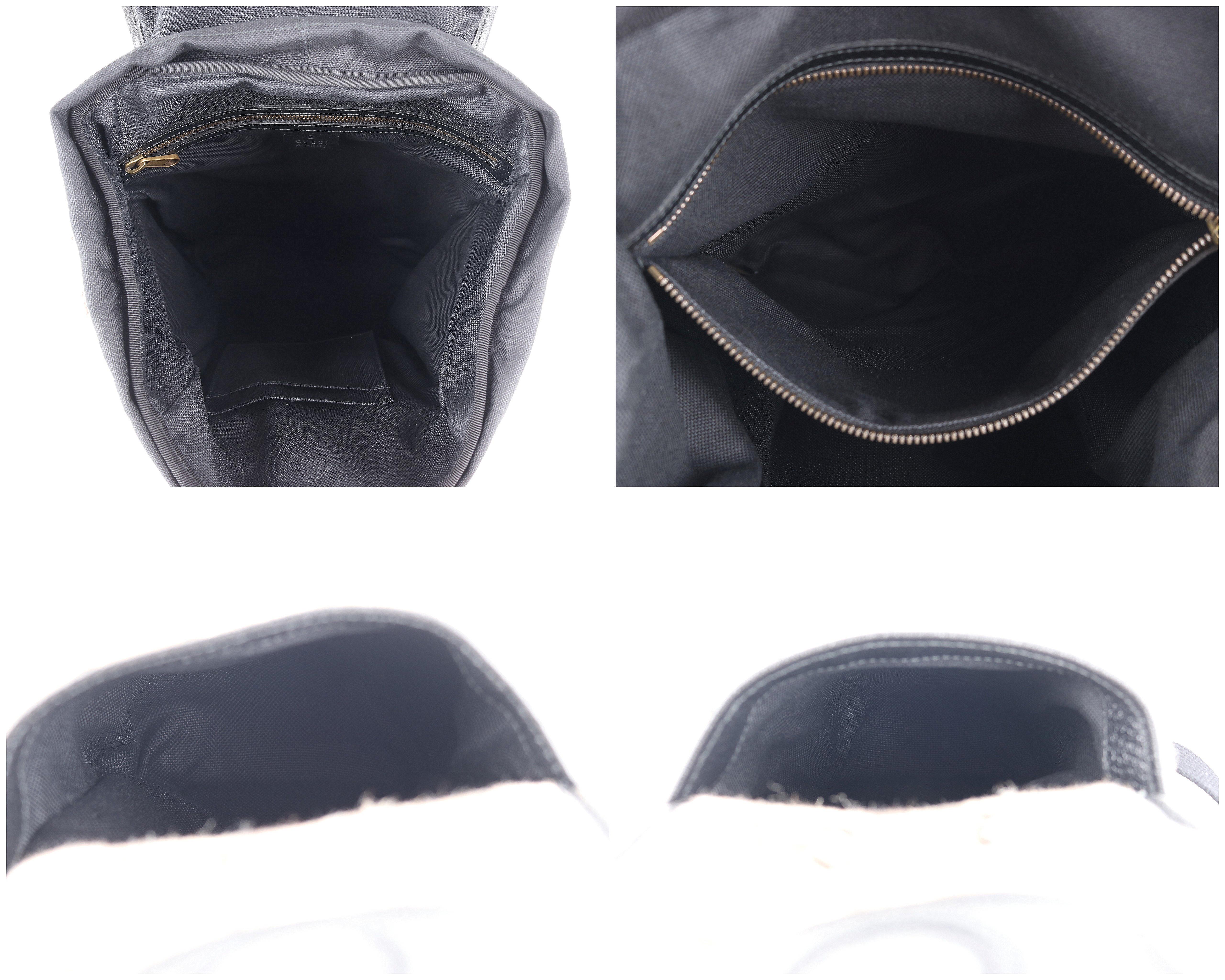 GUCCI 2019 Black Beige Monogram Jacquard Wool Drawstring Buckle Backpack NWT For Sale 1