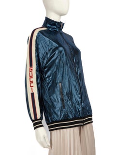 Gucci 2019 Blue Sylvie Web Accent Windbreaker Size S