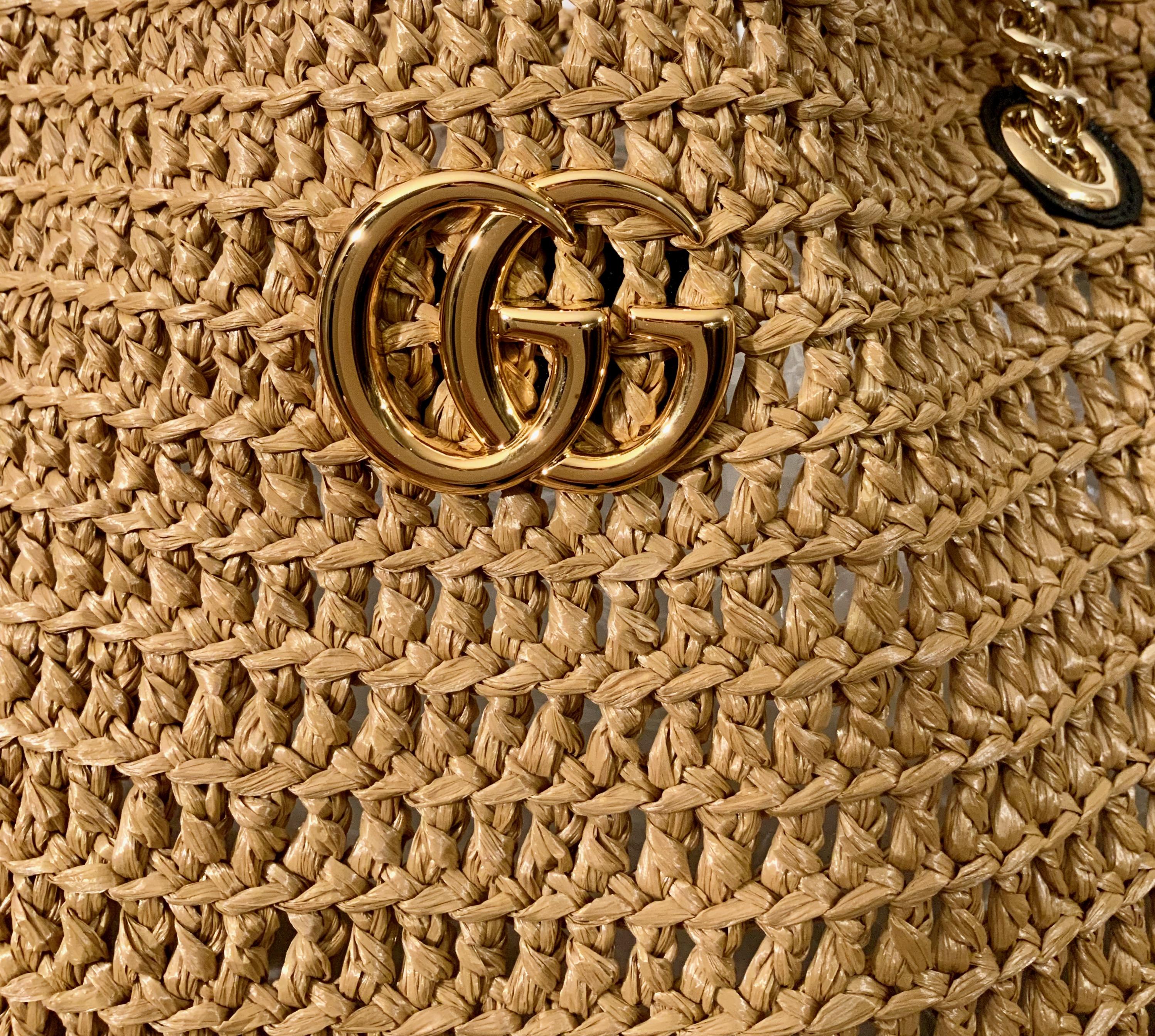 Gucci 2019 Large GG Marmont Raffia Tote Bag 1