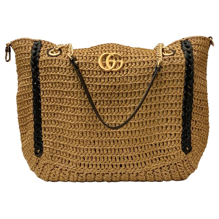 Gucci 2019 Large GG Marmont Raffia Tote Bag at 1stDibs | gucci raffia bag, gucci  raffia tote, gucci raffia tote bag