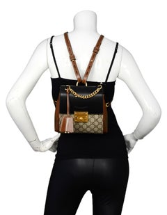 Gucci 2019 Monogram GG Supreme Canvas & Leather Padlock Backpack Bag
