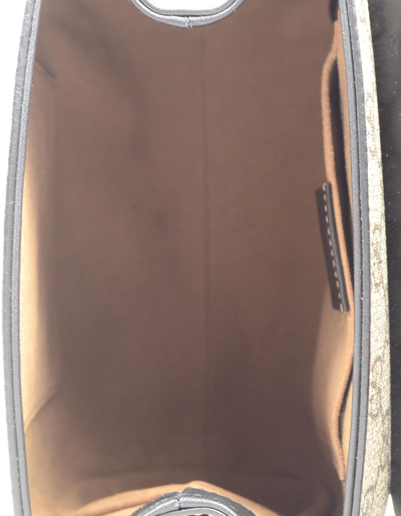Black Gucci 2019 Monogram GG Supreme Canvas & Leather Padlock Backpack Bag