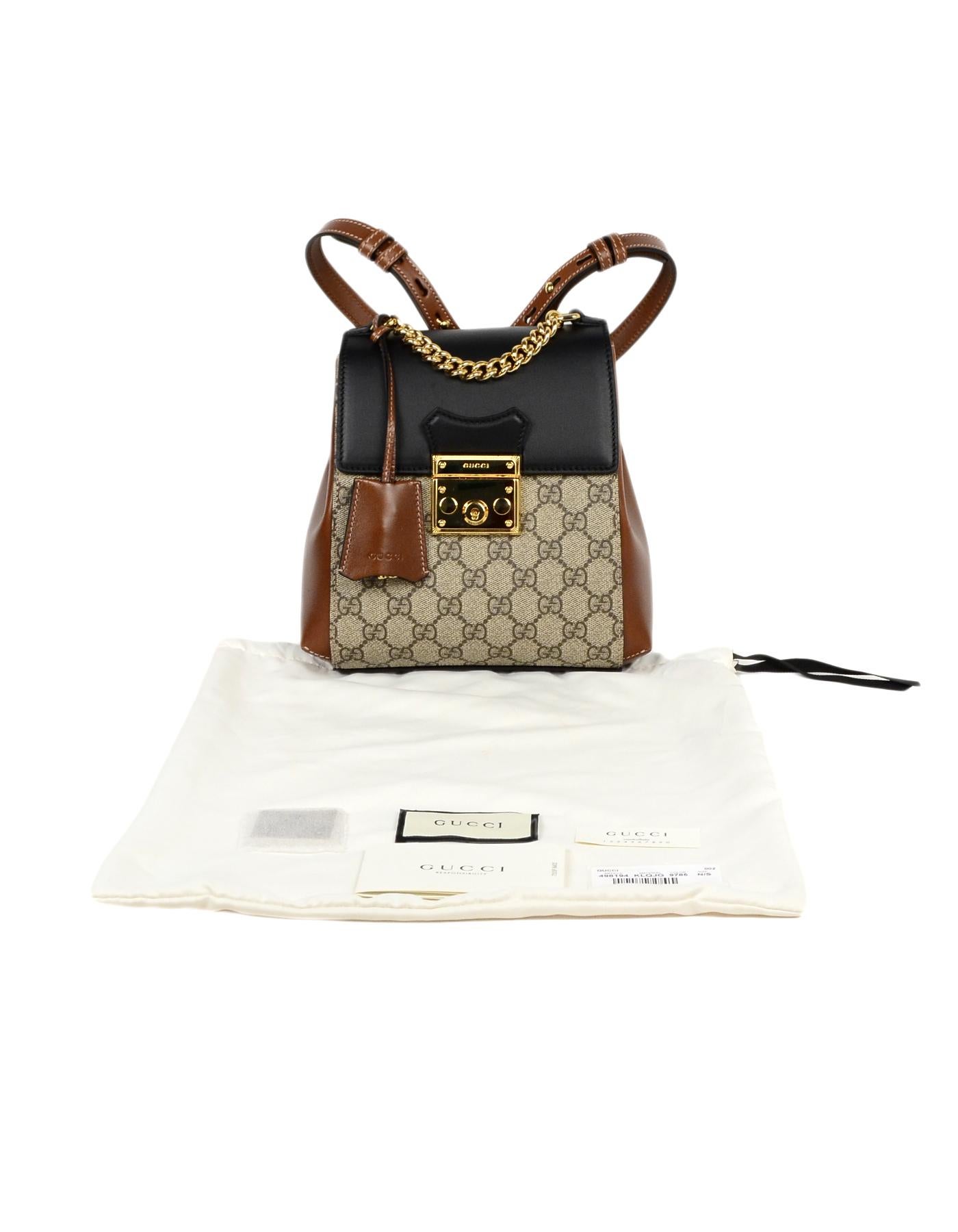Gucci 2019 Monogram GG Supreme Canvas & Leather Padlock Backpack Bag 1