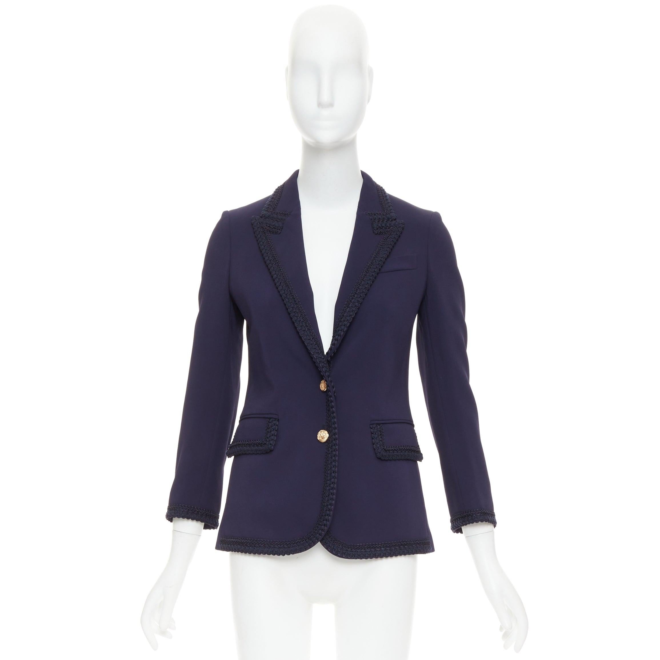 GUCCI 2019 Passimentarie Trim Cady military trim blazer jacket IT36 XXS For Sale 5