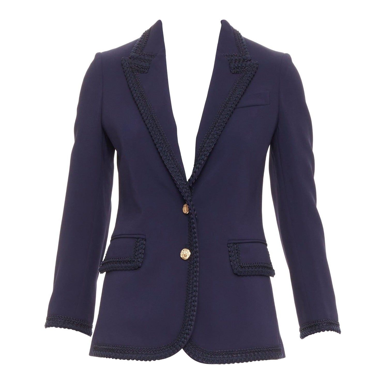GUCCI 2019 Passimentarie Trim Cady military trim blazer jacket IT36 XXS For Sale