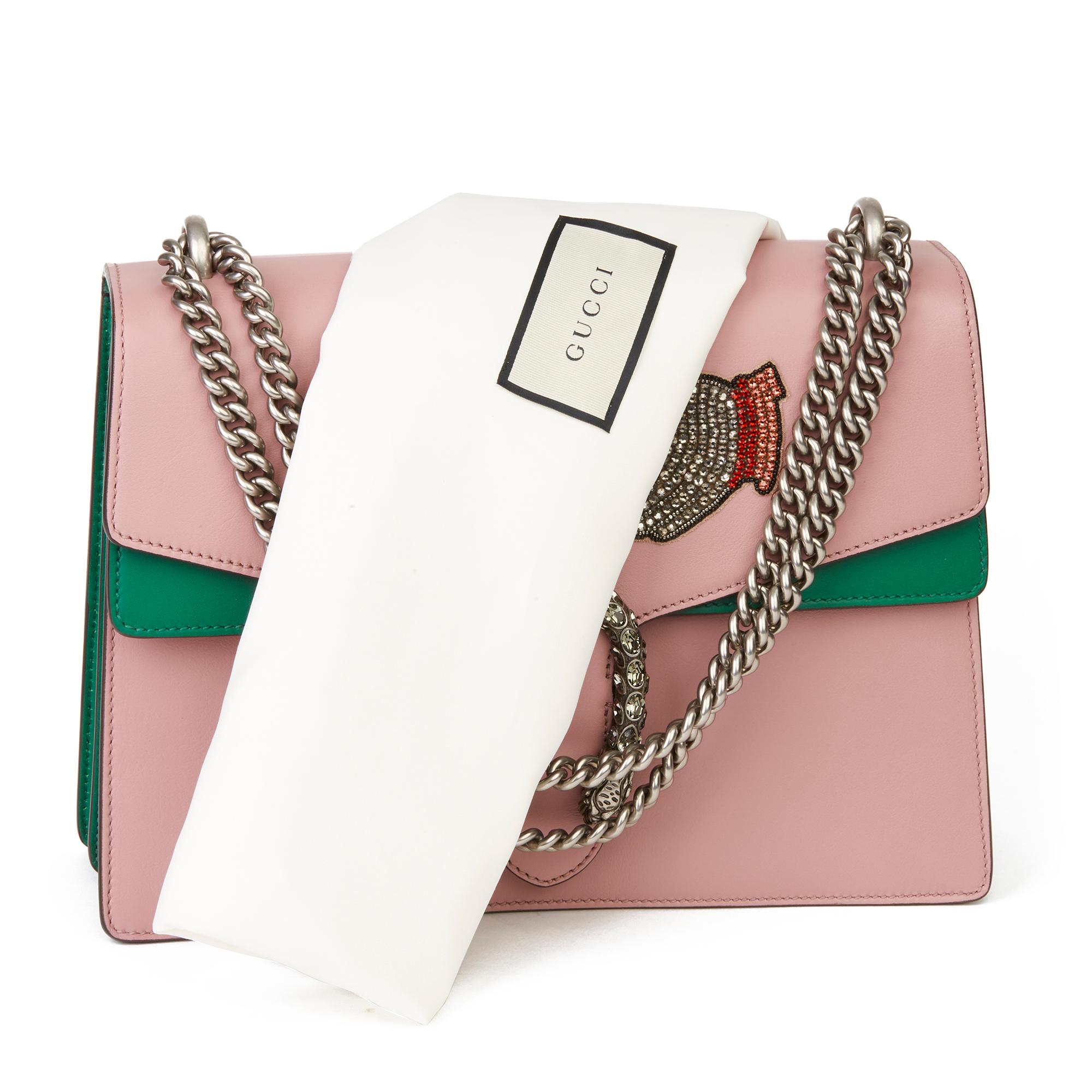 Gucci 2019 Pink & Green Calfskin Embellished Medium Dionysus 4