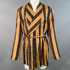 GUCCI 2019 Größe 40 Schwarz Braun Gold Kette Seide Morgenmantel Robe Mantel