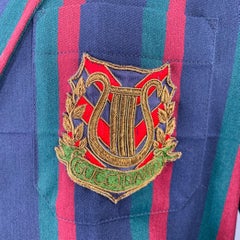 GUCCI 2019 Size 42 Black Burgundy Stripe Wool Overcoat