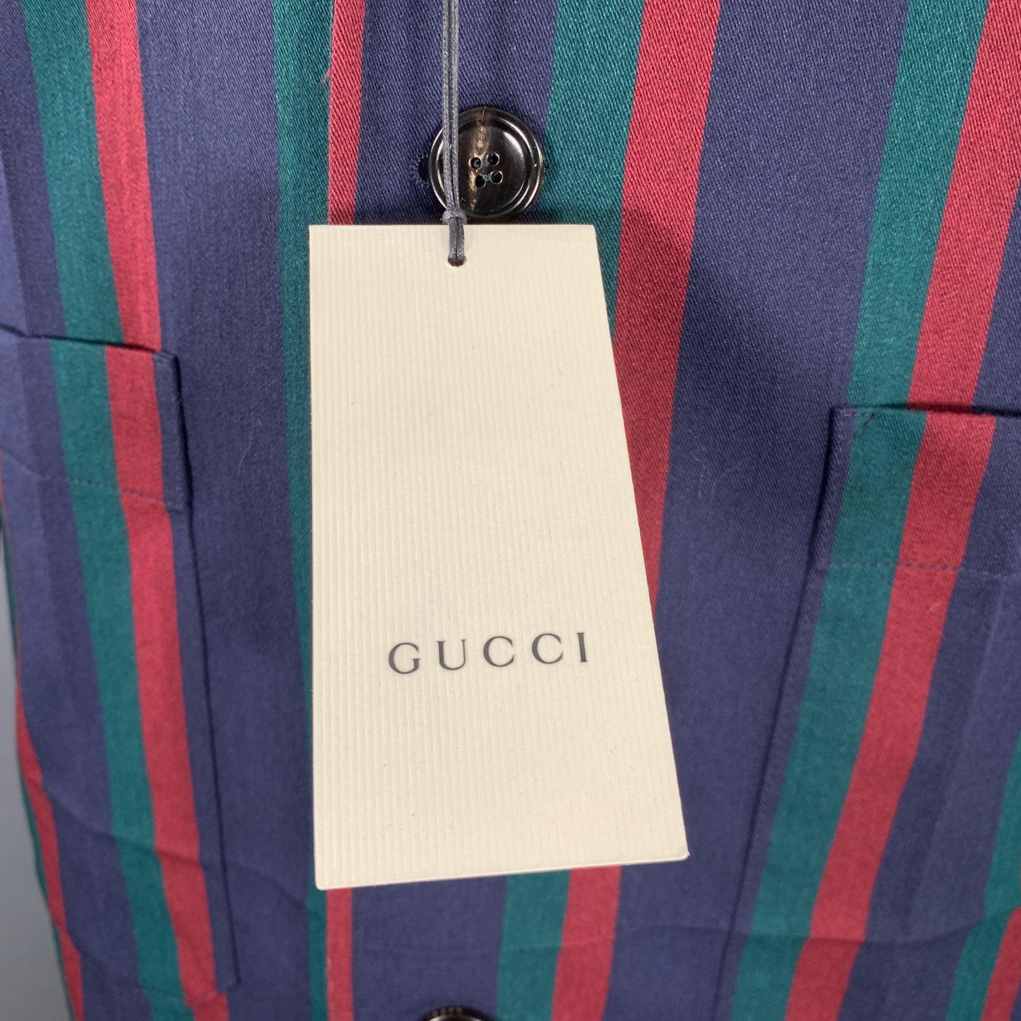 Nero Gucci 2019 Taglia 42 Cappotto in lana a righe nere e bordeaux in vendita