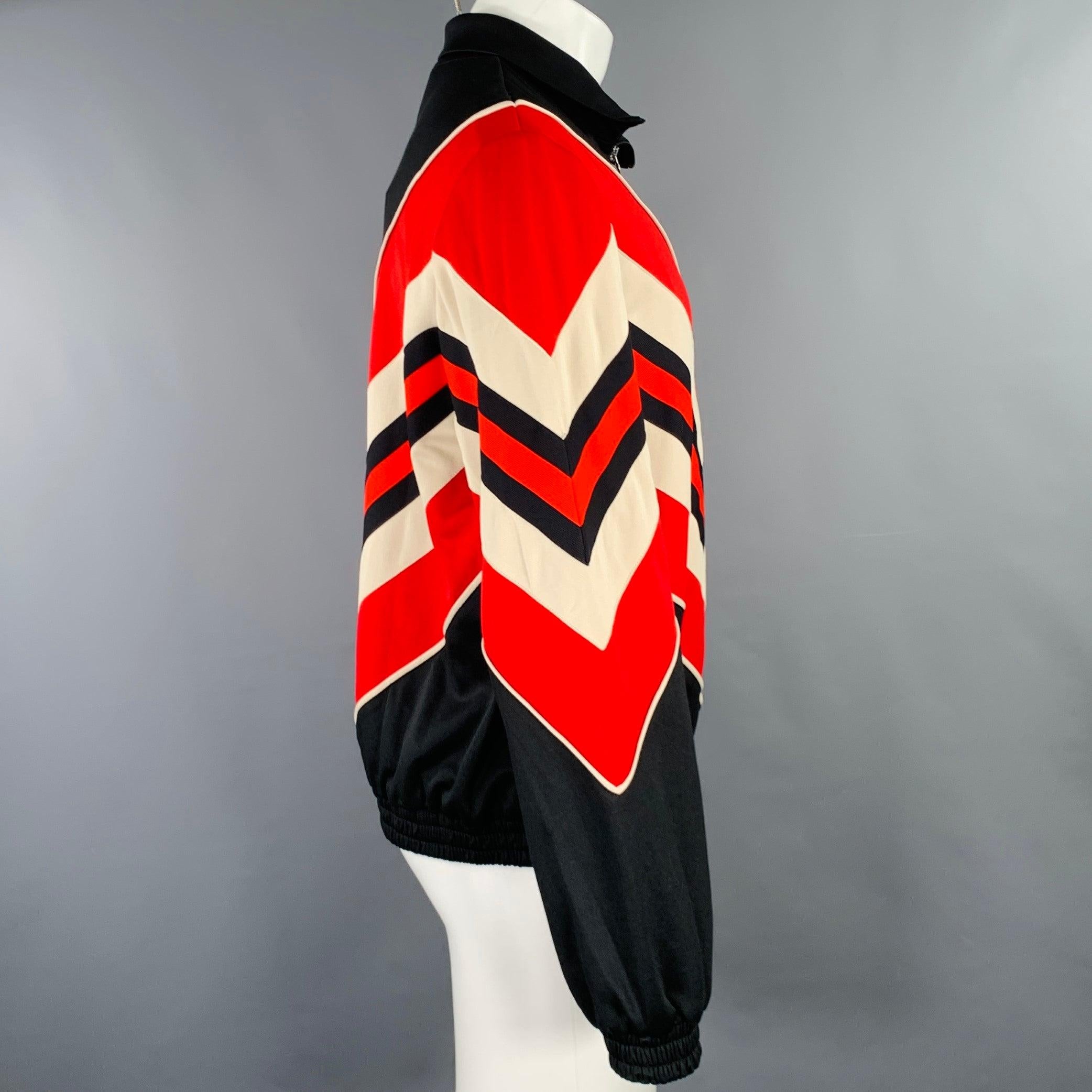 GUCCI  2019 Size S Black Red Embroidery Polyester Cotton Zip Up Jacket In Excellent Condition For Sale In San Francisco, CA