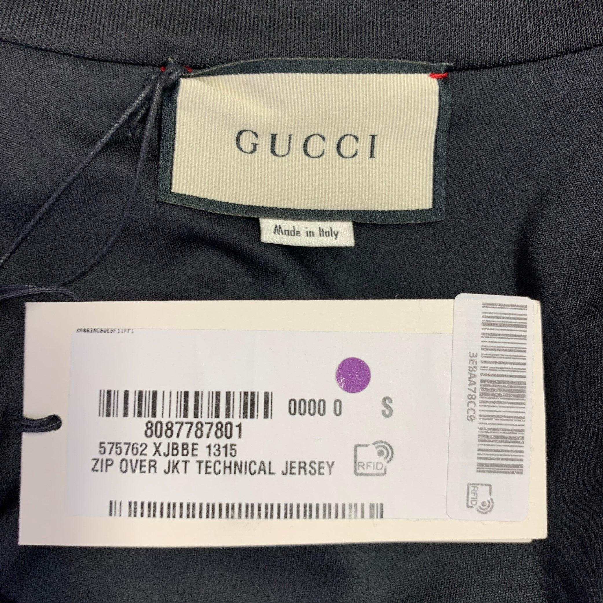 GUCCI  2019 Size S Black Red Embroidery Polyester Cotton Zip Up Jacket For Sale 1