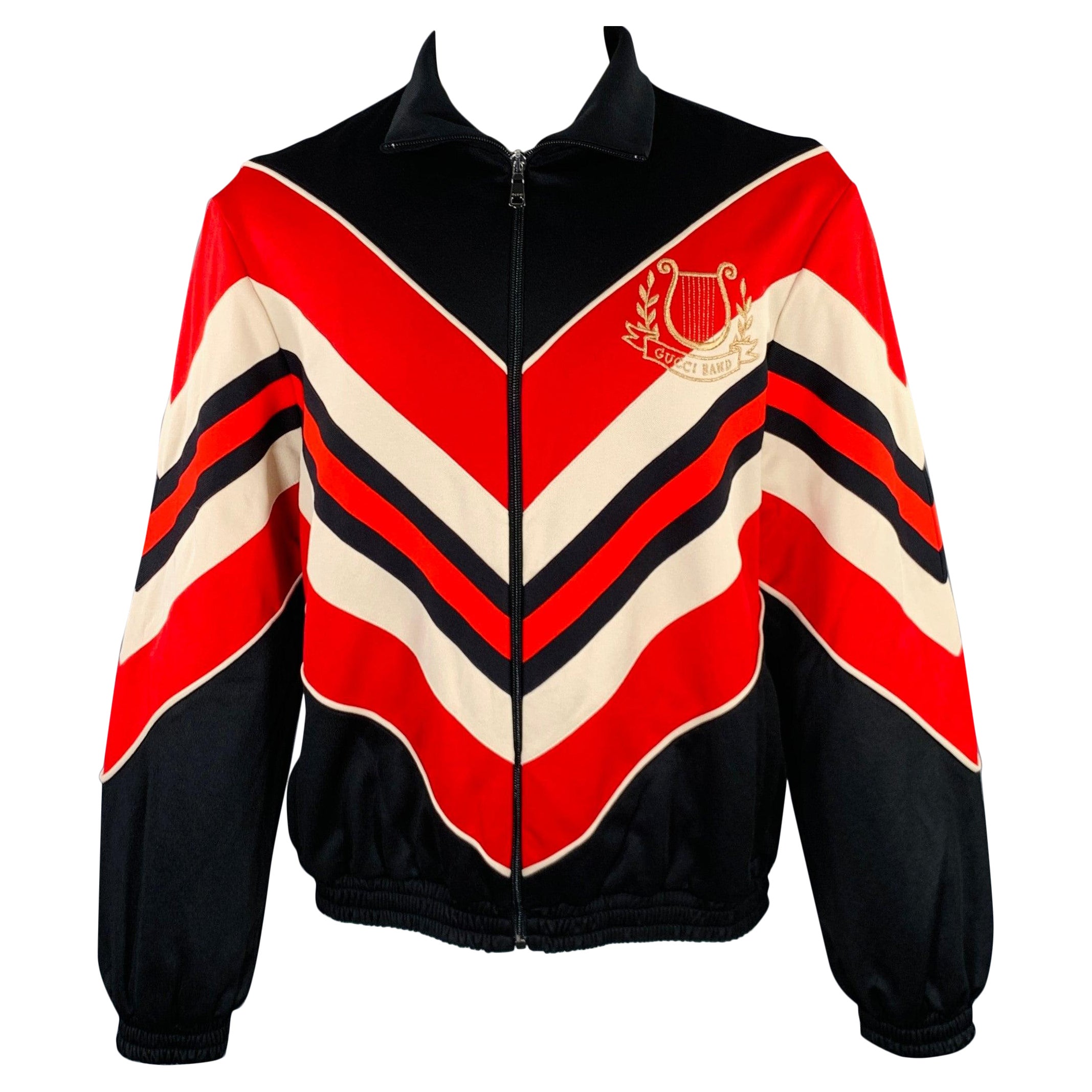 GUCCI  2019 Taille S Noir Rouge Broderie Polyester Coton Zip Up Jacket