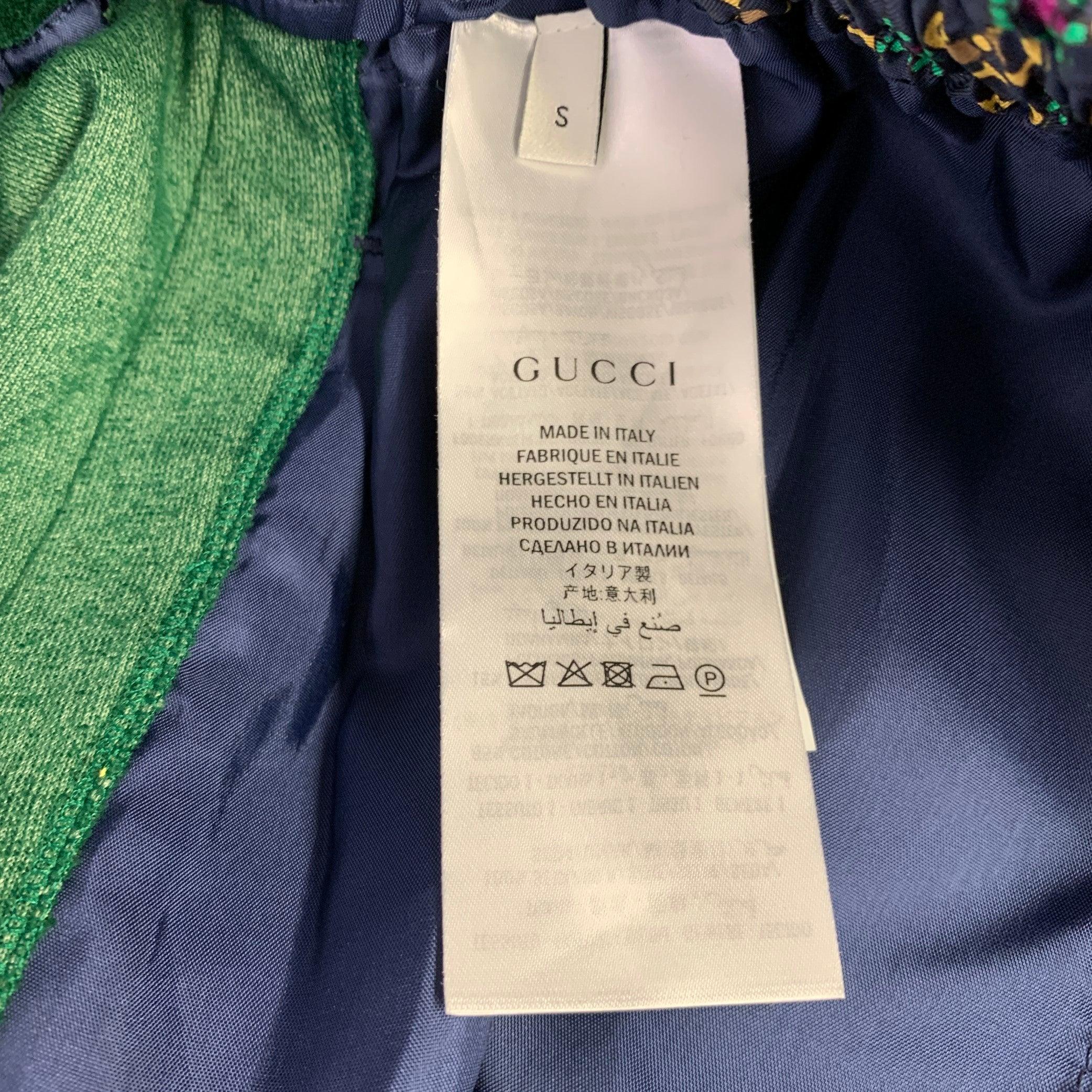 GUCCI 2019 Size S Green Blue Monogram Silk Joggers Casual Pants 1