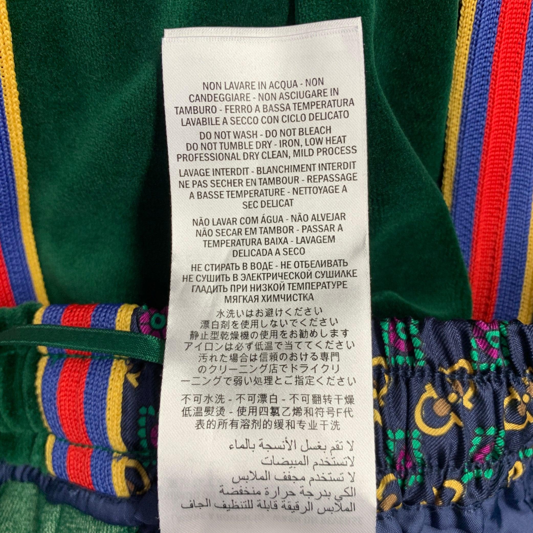 GUCCI 2019 Size S Green Blue Monogram Silk Joggers Casual Pants 4