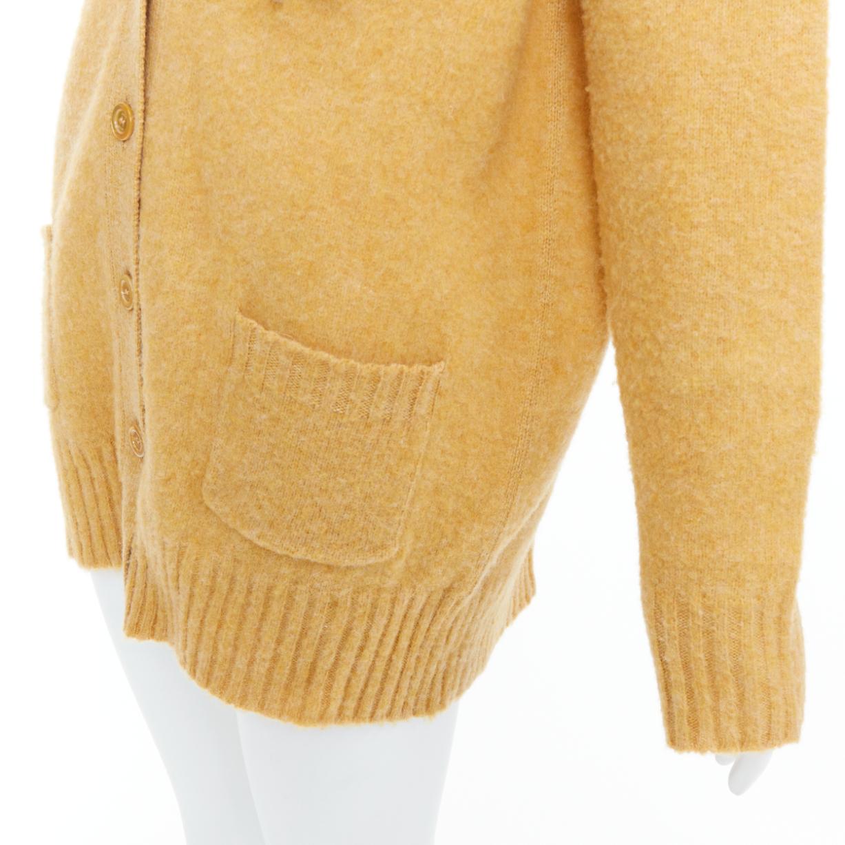 GUCCI 2020 100% wool yellow blue floral brooch oversized cardigan M For Sale 3