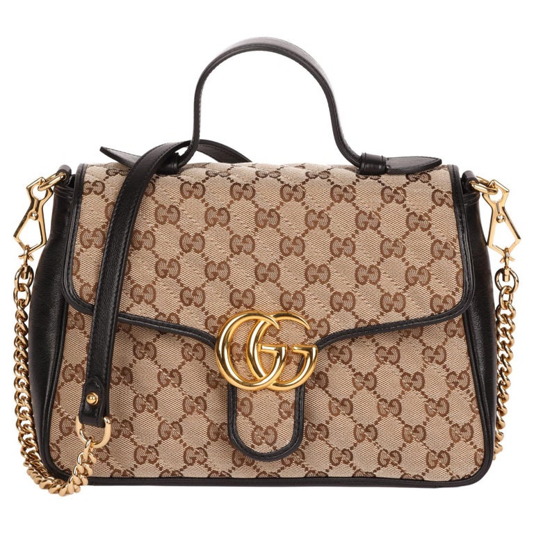 Gucci 2020 GG Supreme Canvas and Black Calfskin Leather Small Top Handle  Marmont at 1stDibs | gucci top handle bag, gucci canvas top handle bag,  498110