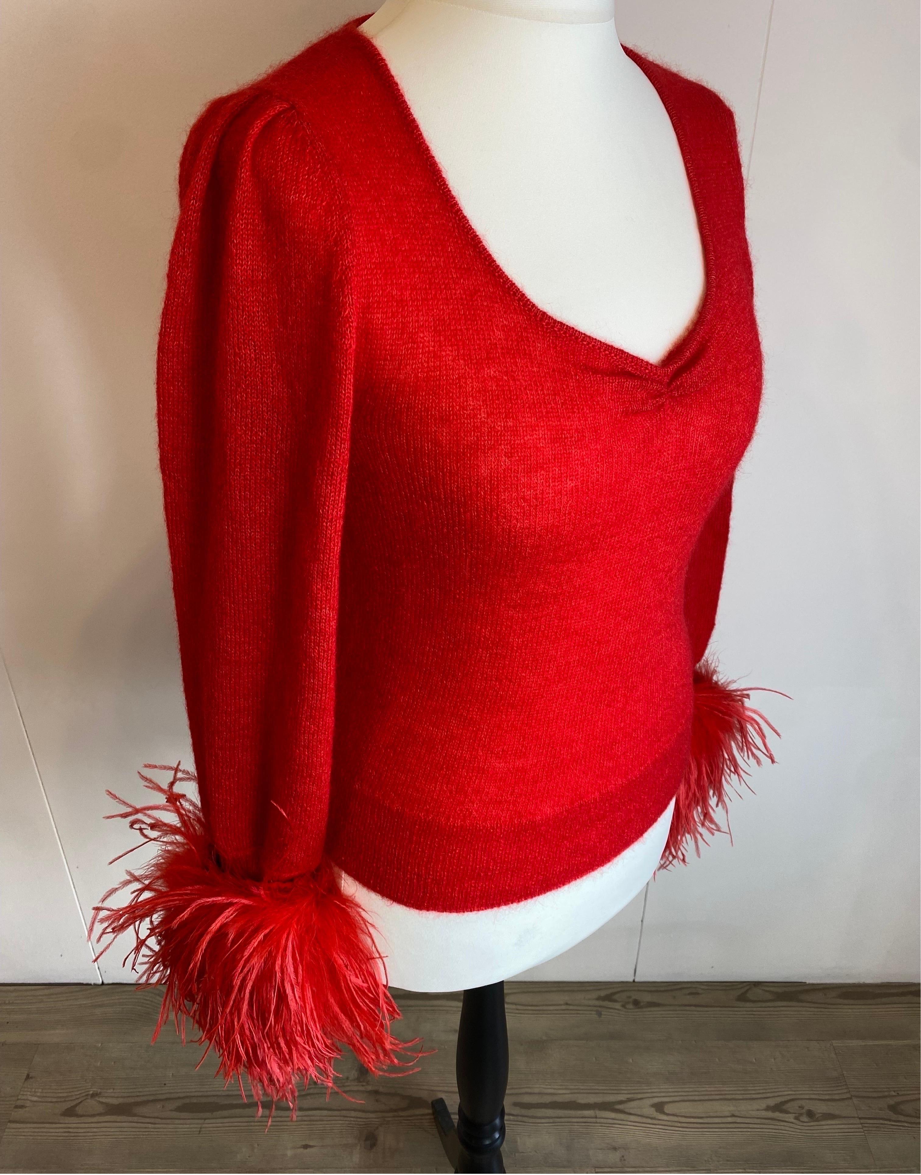 Women's or Men's Gucci 2020 red feather mohair Pullover For Sale
