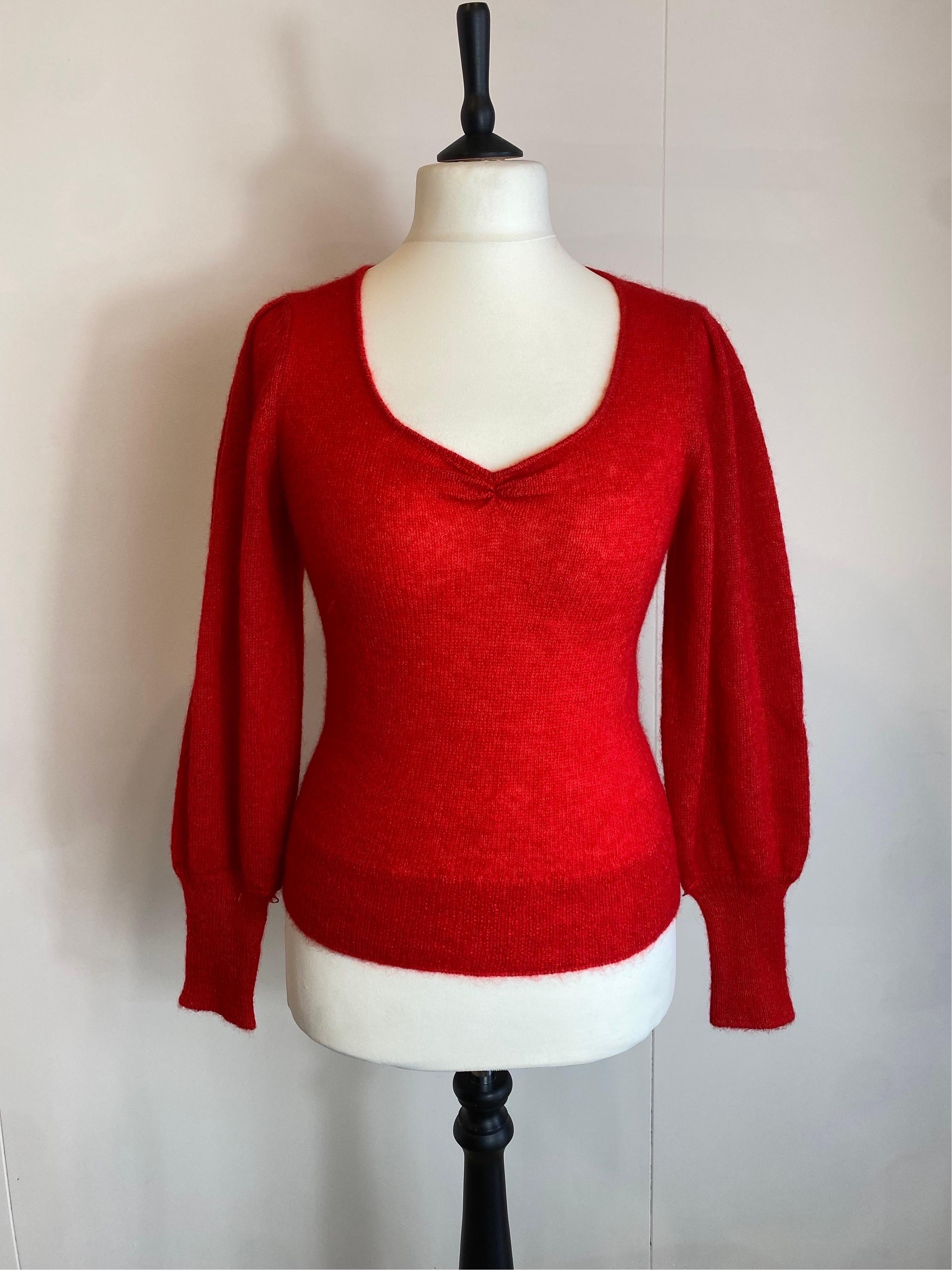 Gucci 2020 red feather mohair Pullover For Sale 3