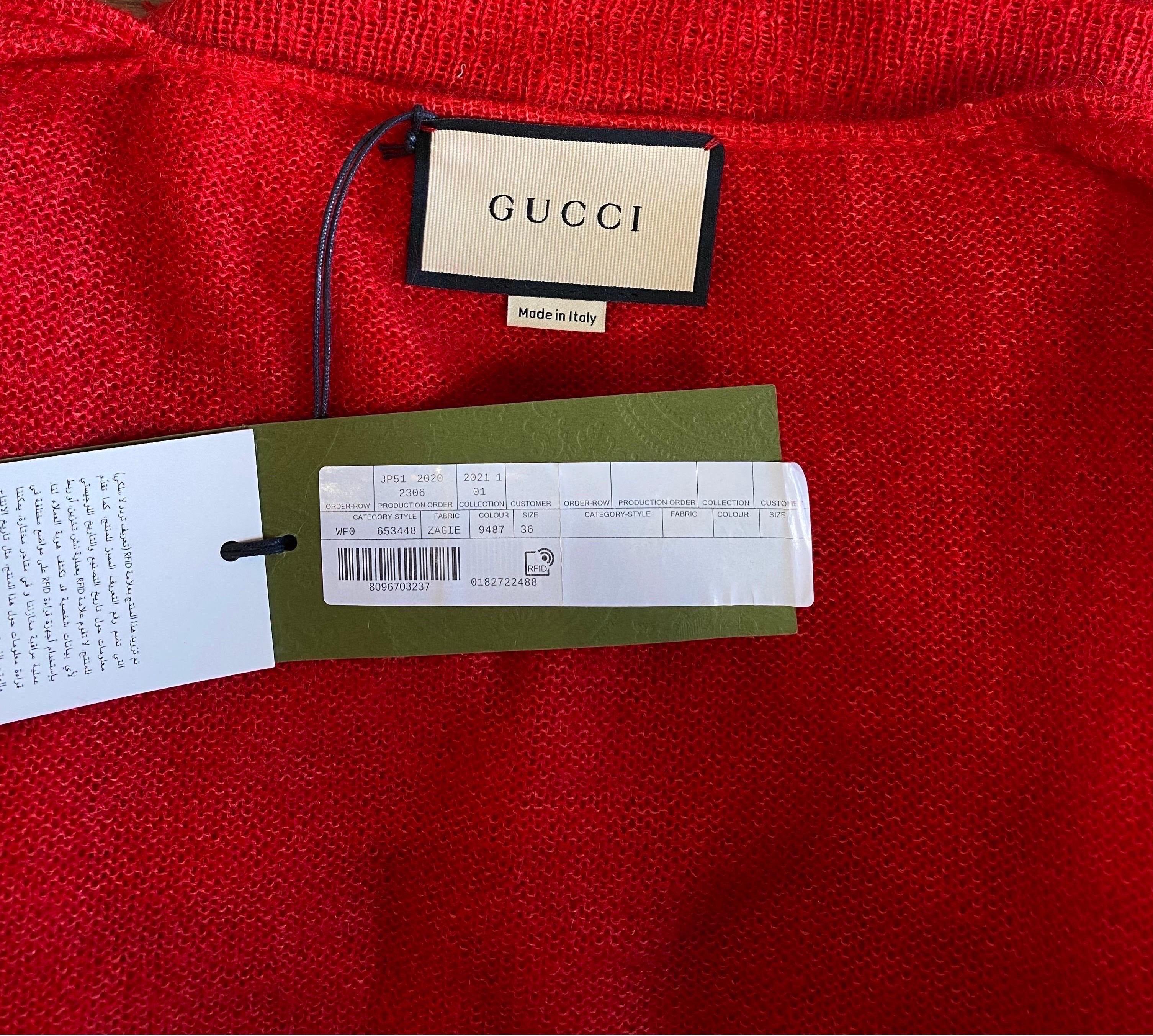 Gucci 2020 red feather mohair Pullover For Sale 4