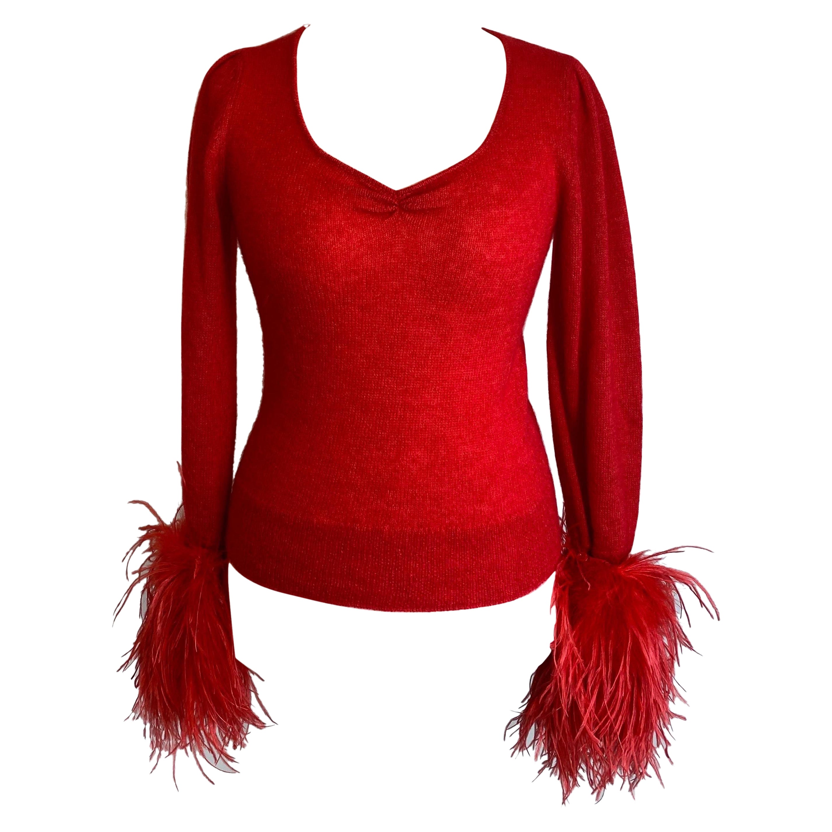 Gucci 2020 red feather mohair Pullover