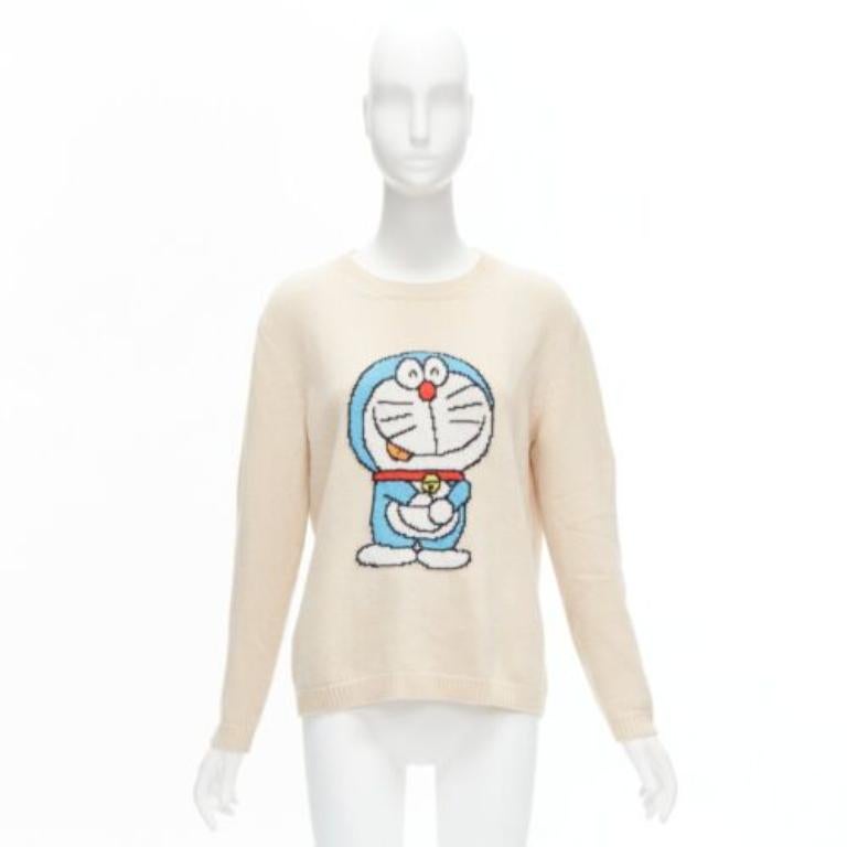GUCCI 2021 Doraemon CNY cream cartoon intarsia long sleeve pullover sweater L 5