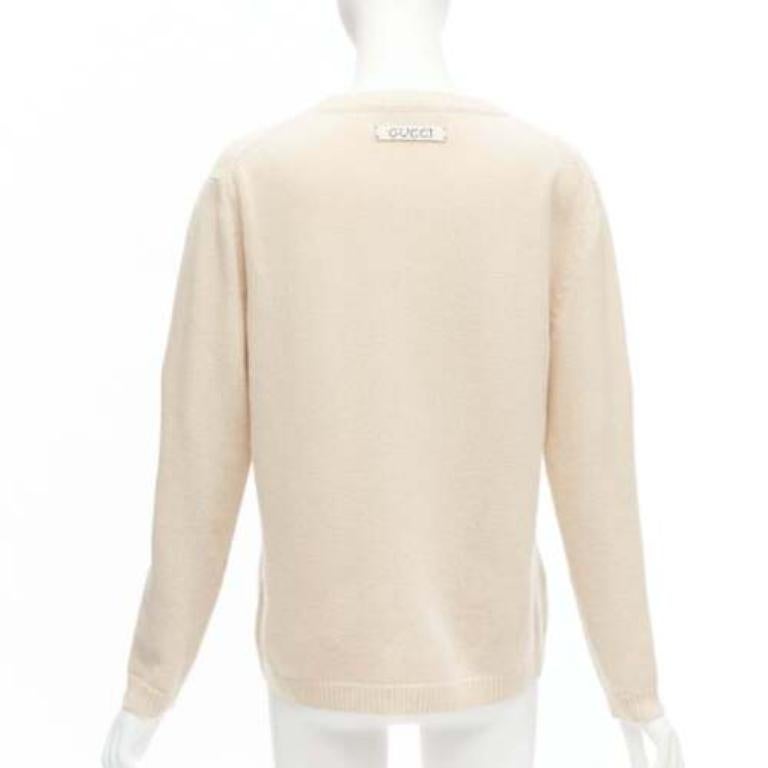 Women's GUCCI 2021 Doraemon CNY cream cartoon intarsia long sleeve pullover sweater L