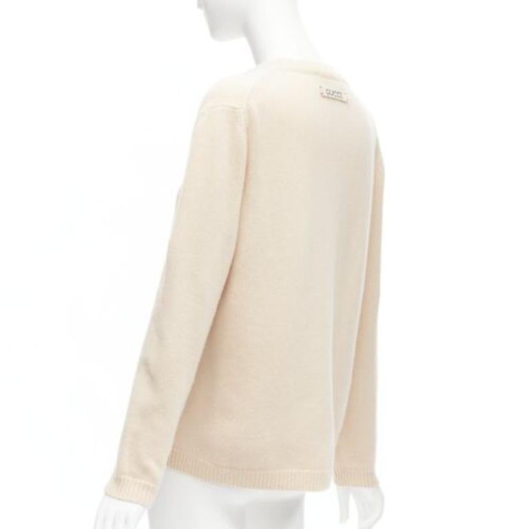 GUCCI 2021 Doraemon CNY cream cartoon intarsia long sleeve pullover sweater L 1