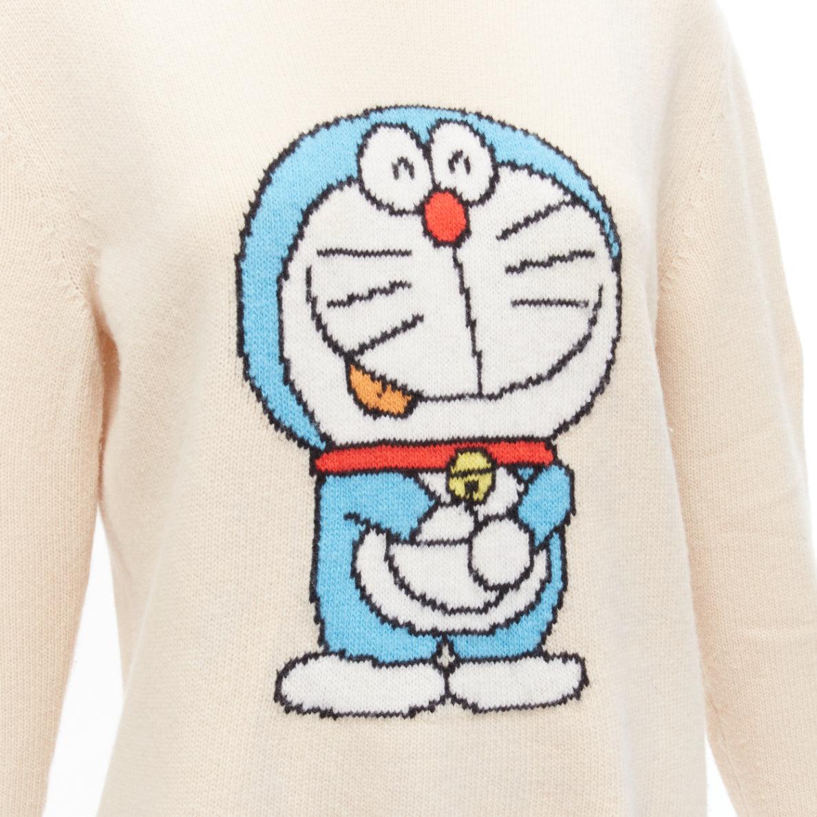 GUCCI 2021 Doraemon CNY cream cartoon intarsia long sleeve pullover sweater L 3