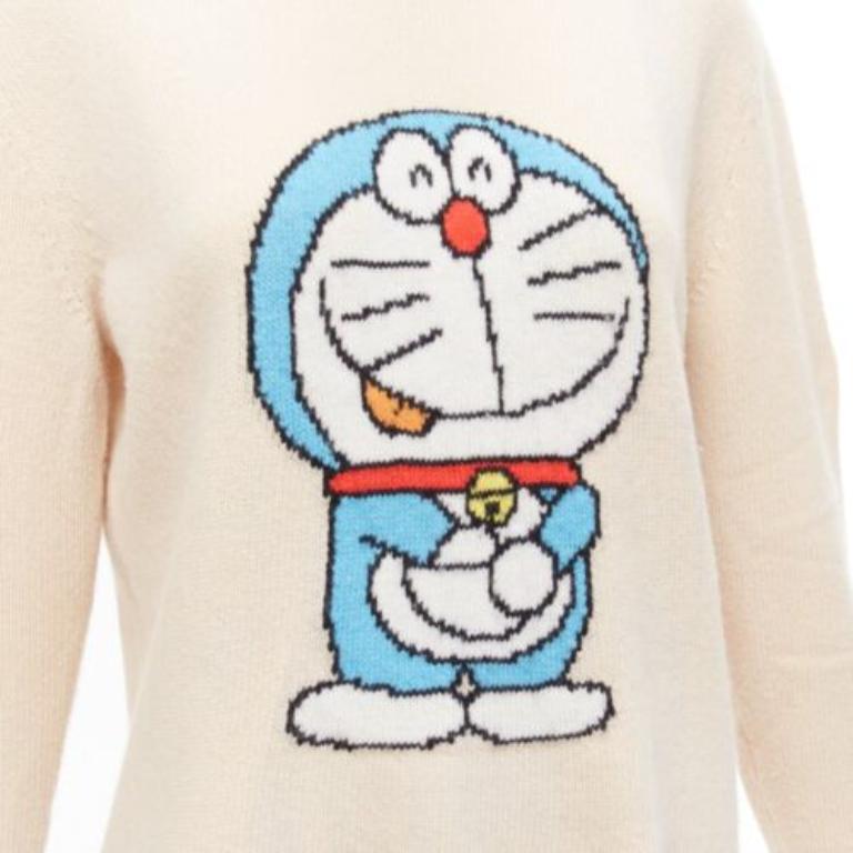GUCCI 2021 Doraemon CNY cream cartoon intarsia long sleeve pullover sweater L 2