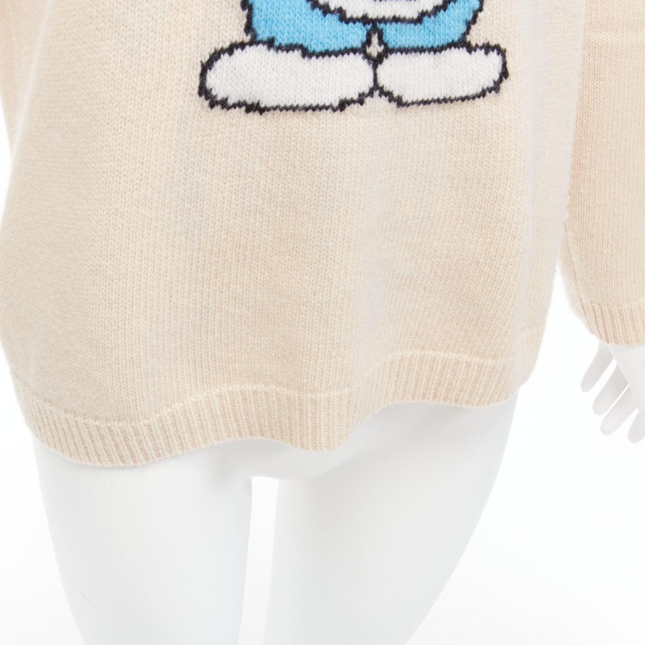 GUCCI 2021 Doraemon CNY cream cartoon intarsia long sleeve pullover sweater L 4