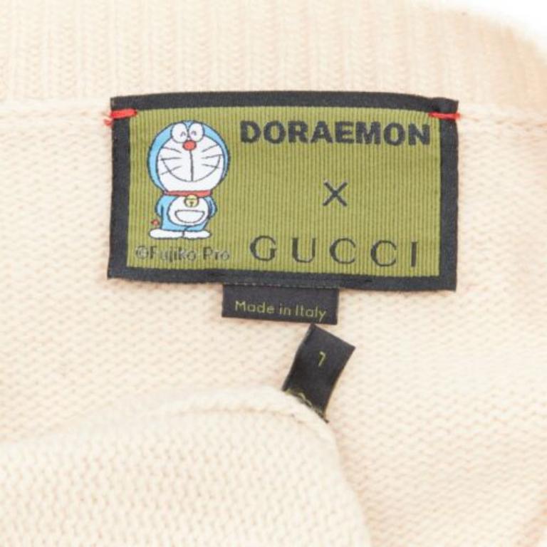 GUCCI 2021 Doraemon CNY cream cartoon intarsia long sleeve pullover sweater L 4