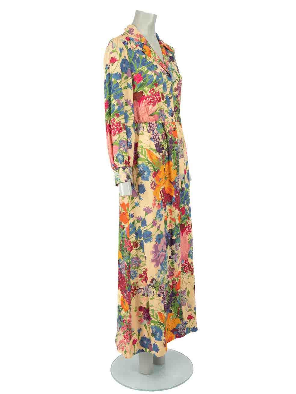 CONDITION is Never worn, with tags. No visible wear to dress is evident on this new Gucci designer resale item.
 
 Details
 2021
 Multicolour
 Viscose
 Shirt dress
 Floral pattern
 Metallic thread
 Maxi
 Long sleeves
 V-neck
 Button up fastening
 2x