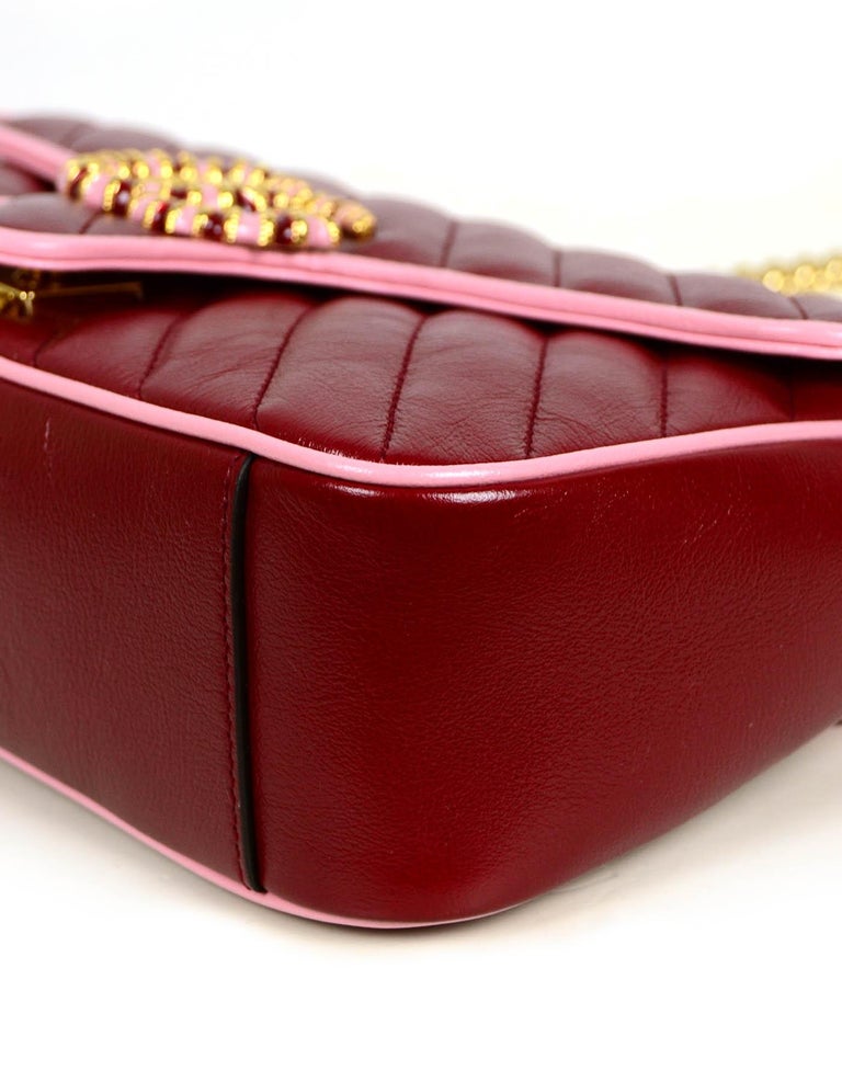 GUCCI MARMONT SMALL SHOULDER BAG- Red Leather - Fablle