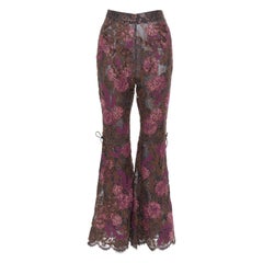 GUCCI 2021 Runway Aria 1999 Reissue floral lame lace flared pants IT36 XXS