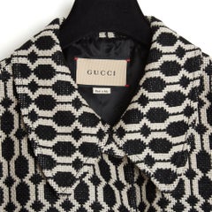 Gucci 2021 Veste Graphique FR40 Michele Black Ecru Knit Blazer Jacket UK12 US10
