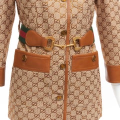 GUCCI 2022 Aria crystal embellished Horsebit leather trimmed canvas jacket IT38