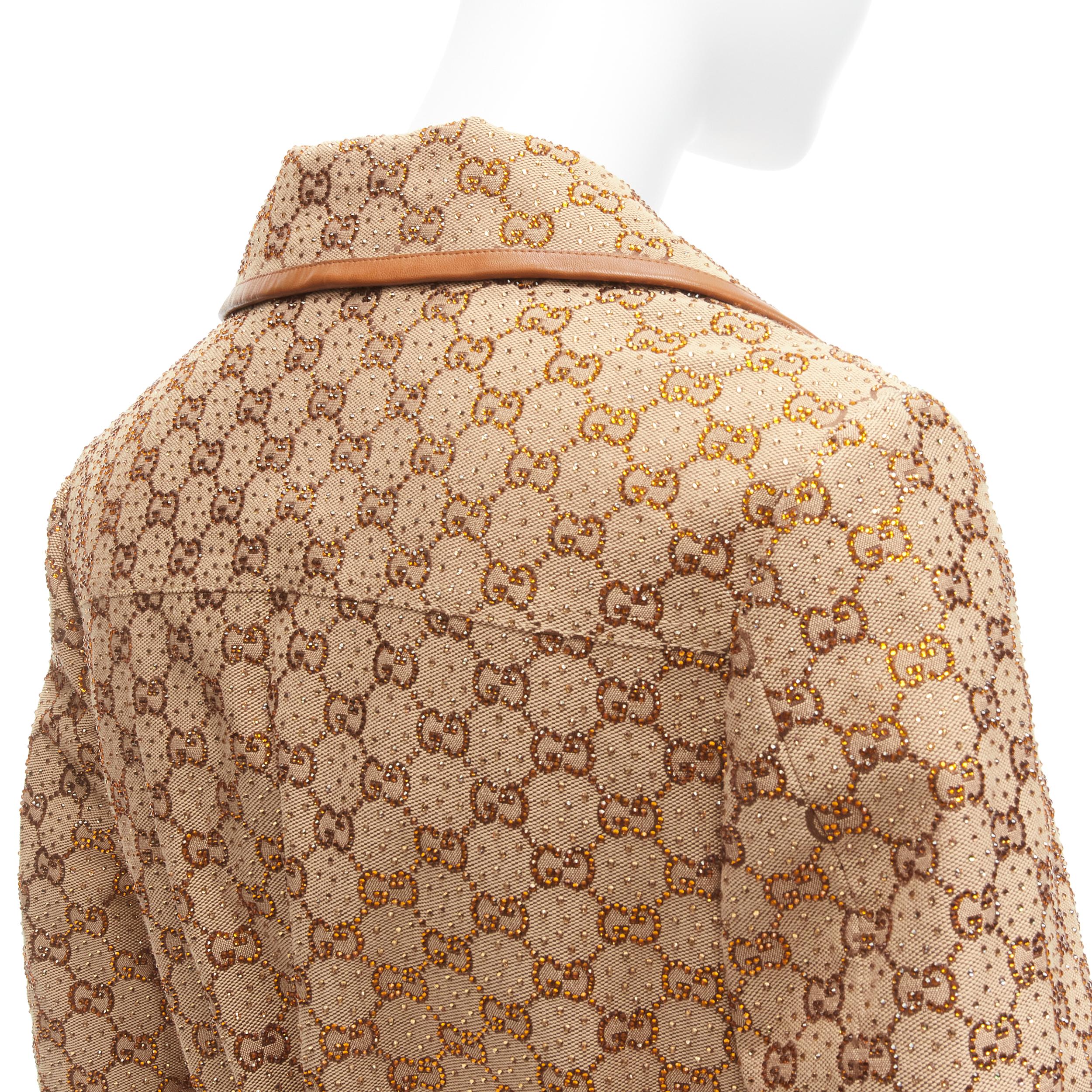 GUCCI 2022 Aria Kristall verzierter Horsebit Webgürtel GG Canvas Jacke IT38 XS im Angebot 4