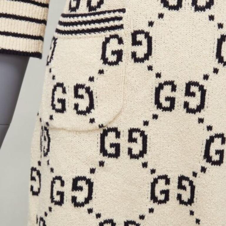 GUCCI 2022 cream cotton GG logo jacquard  striped rib sweater dress XS
Reference: AAWC/A00693
Brand: Gucci
Designer: Alessandro Michele
Model: 691720 XKCAN 9132
Collection: 2022 SS
As seen on: Eleanor Calder News
Material: Cotton, Blend
Color: