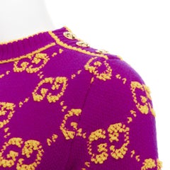 GUCCI 2022 GG Supreme purple yellow enlarged monogram jacquard short dress IT40