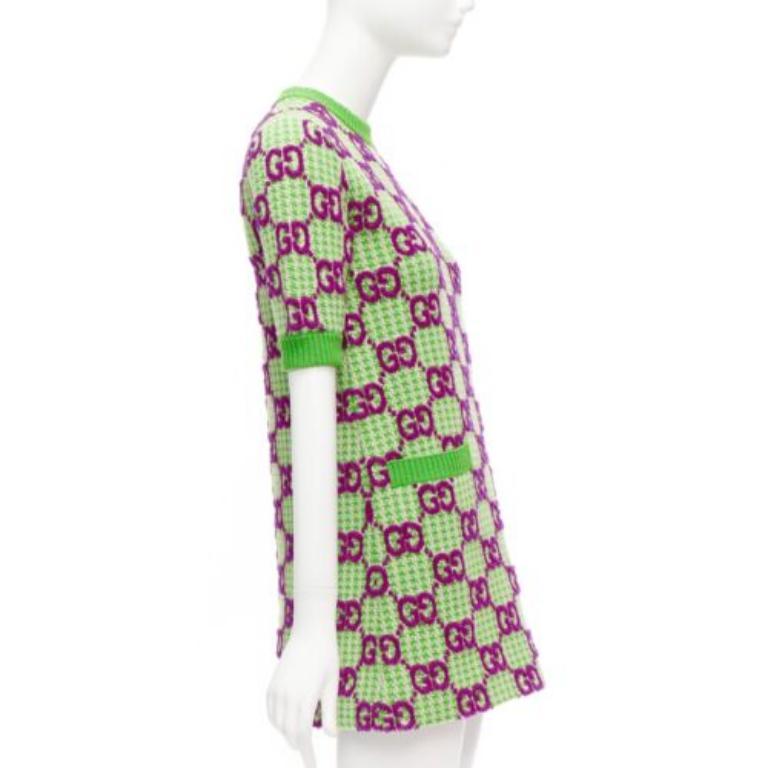 Gucci 2022 purple green  maglione in lana GG Monogram jacquard XXS In condizioni ottime a Hong Kong, NT