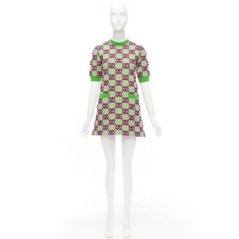 Gucci 2022 purple green  maglione in lana GG Monogram jacquard XXS 4
